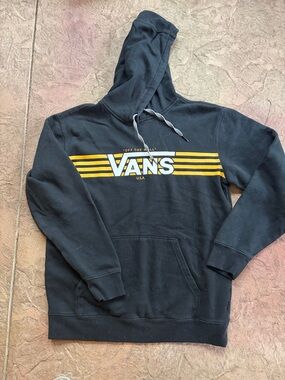 Vans Black Hoodie with Yellow Stripe Logo